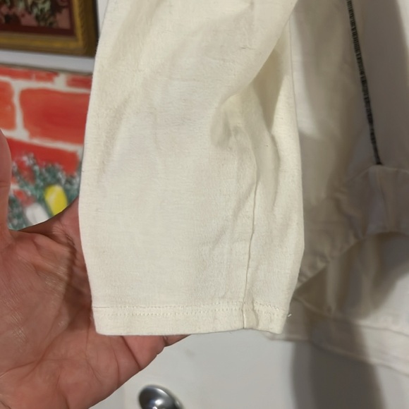 Matthildur white w/contrast stitching long sleeve top with boat neck - Picture 5 of 8